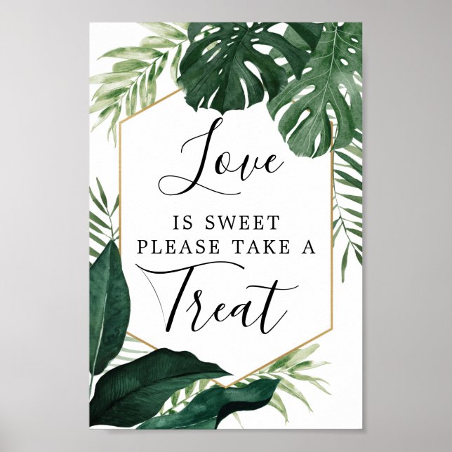 Poster Monstera Tropical Amor é Sinal De Favor Bonito (Frente)