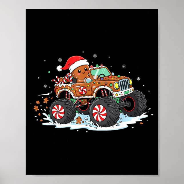 Poster Monstertruck Gingerbread Kids Funny Christmas Baki (Frente)