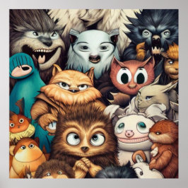 Poster Monstrinhos bonitos e assustadores