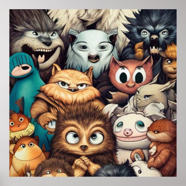 Poster Monstrinhos bonitos e assustadores (Frente)