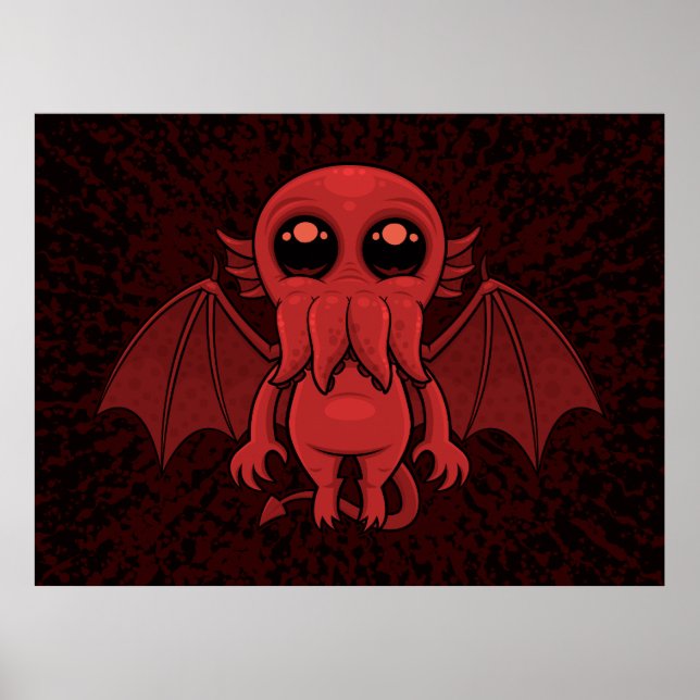 Poster Monstro Adorável do Mar Vermelho Cthulhu (Frente)