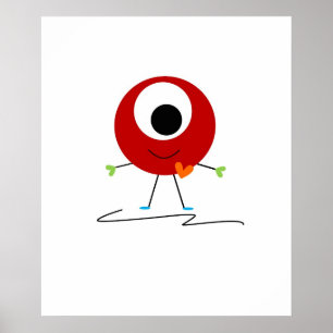 Pôster Monstro Amigável Vermelho