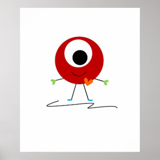 Pôster Monstro Amigável Vermelho