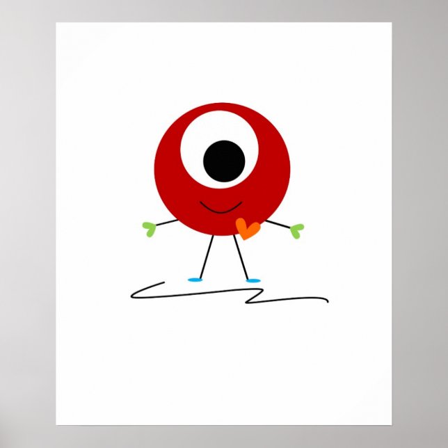 Pôster Monstro Amigável Vermelho (Frente)