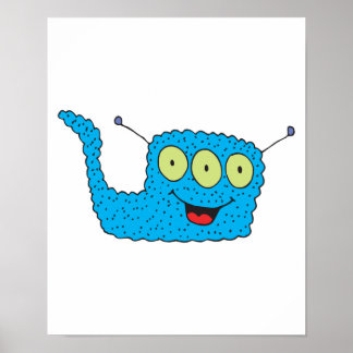 Poster monstro azul feliz