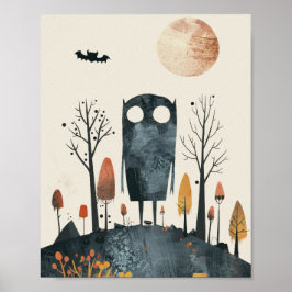 Poster Monstro Bonito na Enfermeira de Verão de Halloween