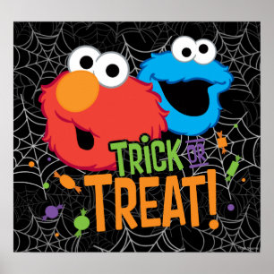 Pôster Monstro Come Biscoitos e Elmo - Doces ou Travessur