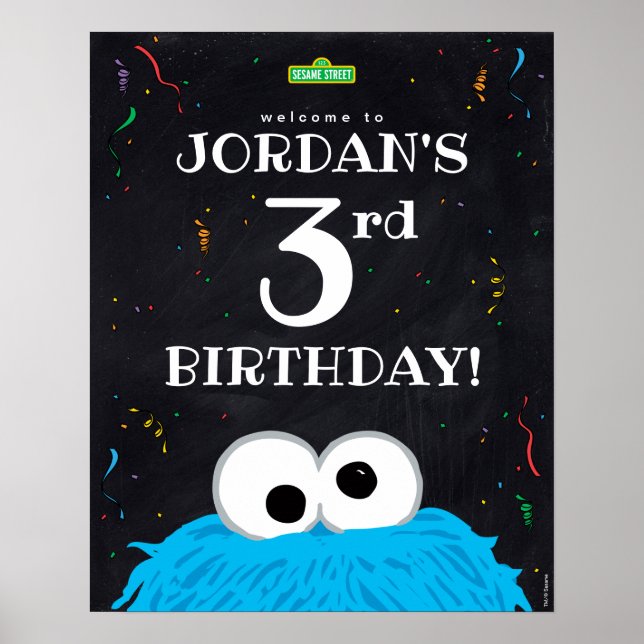 Poster Monstro de cookies | aniversário de 3 anos Welcome (Frente)