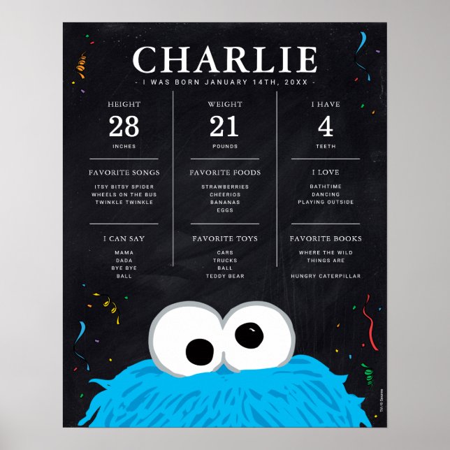 Poster Monstro de cookies | Marco primeiro aniversario (Frente)
