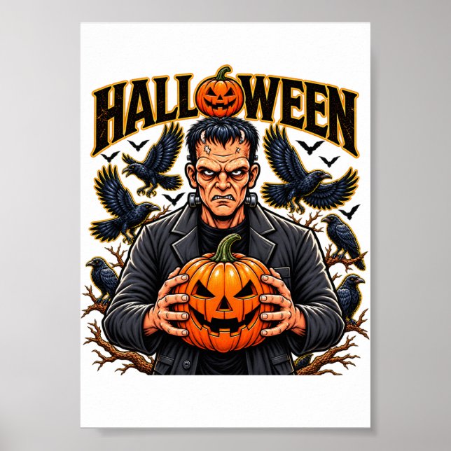 Poster Monstro de Frankenstein do Halloween (Frente)