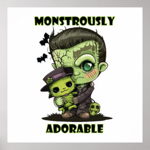 Poster Monstro de Frankenstein Fofo com pelúcia