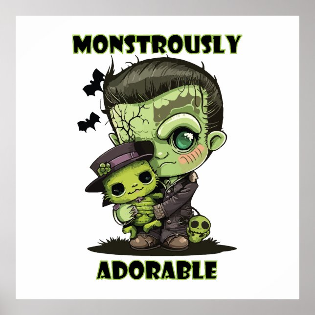 Poster Monstro de Frankenstein Fofo com pelúcia (Frente)
