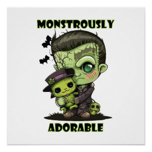 Pôster Monstro de Frankenstein Fofo com pelúcia