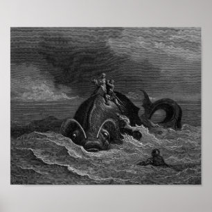 Pôster Monstro de mar da gravura de Gustave Dore