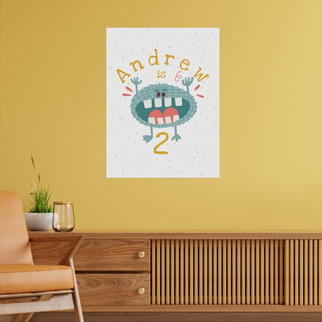 Poster Monstro de Teal Cute Personalizável (Sala de Estar 2)