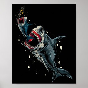 Poster Monstro do Mar do Oceano Caçando Megalodon Scuby D