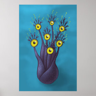 Poster Monstro legal estranho da árvore com olhos