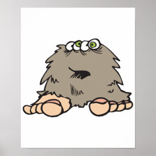 Pôster monstro peludo engraçado