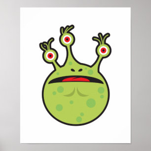 Pôster monstro verde engraçado