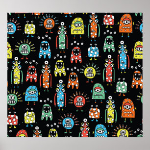 Poster Monstros de alienígena: Vintagem sem costura bonit