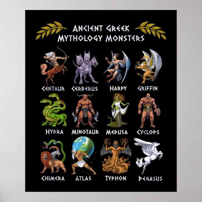 Poster Monstros de mitologia grega antiga (Frente)