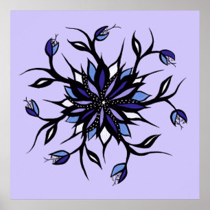 Poster Monstros E Dentes De Mandala Floral Gótica