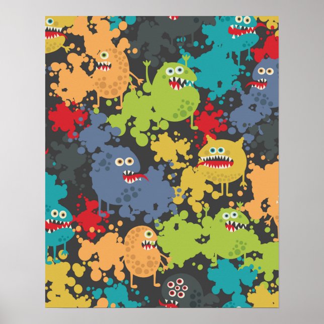 Poster Monstros engraçados fofos (Frente)