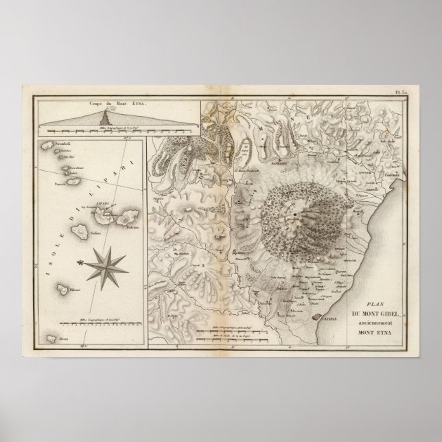 Pôster Mont Gibel, Etna (Frente)