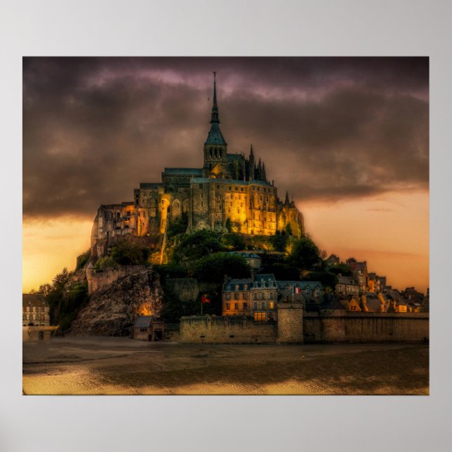 Poster Mont Rua Michel Island Church Normandia (Frente)
