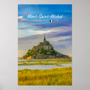 Poster Mont-Saint-Michel, França - Abadia Medieval