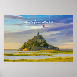Poster Mont-Saint-Michel, França - Abadia Medieval