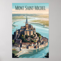 Mont-Saint-Michel França Ilustração Arte Viagem