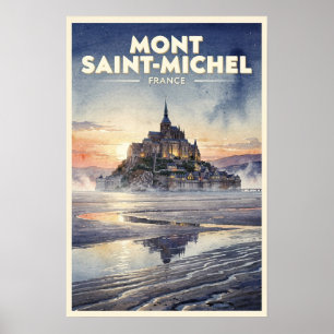 Poster Mont Saint-Michel França Viagem Vintage
