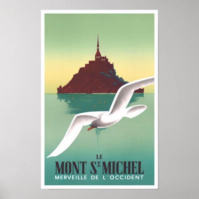 Poster Mont Saint Michel France vintage travel (Frente)