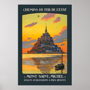 Poster Mont-Saint-Michel Normandia França Viagens Antigas
