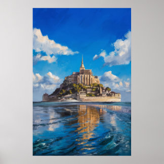 Poster Mont Santo-Michel Oil Painting in Broad Daylight