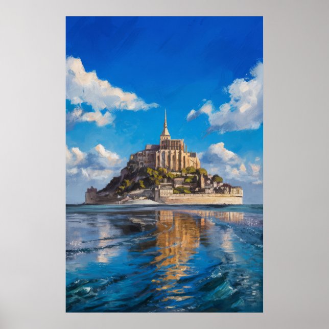 Poster Mont Santo-Michel Oil Painting in Broad Daylight (Frente)