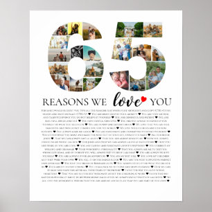Poster montagem de fotos para 65 razões pelas quais te am