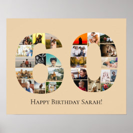 Poster Montagem de Fotos Personalizada para 60º Aniversár