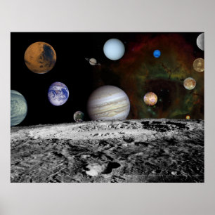 Poster Montagem do sistema solar das imagens 54x42 do