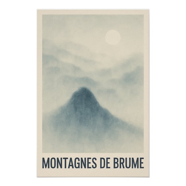 Pôster Montagnes de Brume – Affiche Paysage Onirique (Frente)