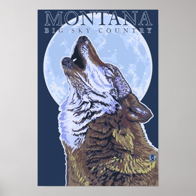 Poster Montana - Big Sky CountryHowling Wolf (Frente)