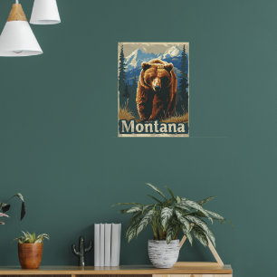 Poster Montana Brown Bear Grizzly