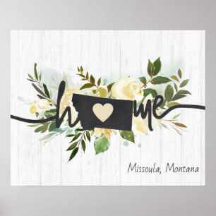 Poster Montana Estado Personalizado Sua Cidade Natal Rúst