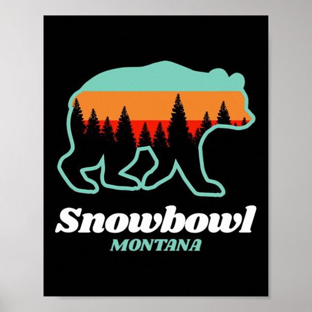 Poster Montana Snowbowl Skiing Snowboarding Bear  (Frente)