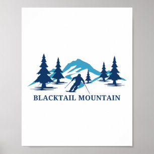 Poster Montanha Blacktail Montana Estação de Esqui Esquia