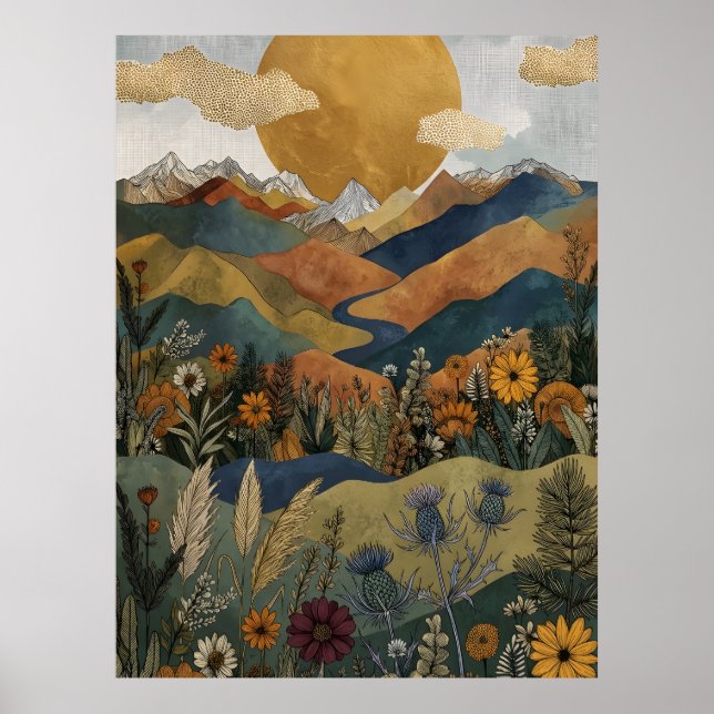 Poster Montanha Celestial Boho Vale do Rio Cardo (Frente)