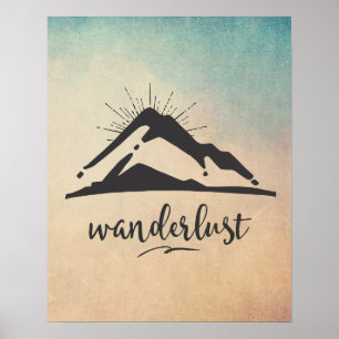Pôster Montanha com raios solares - Tipografia de Wanderl