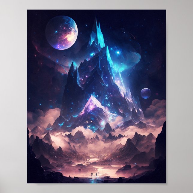 Poster Montanha Da Paisagem Da Fantasia Cristal (Frente)