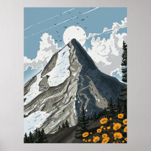 Poster Montanha da Suíça Coberto de Neve